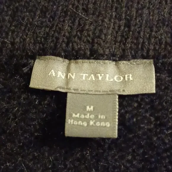 ANN TAYLOR Women's Black Rabbit Hair & Wool Blend Sweater Blouse Size M. - Picture 10 of 13